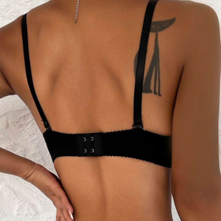 Ultra-thin Black Lace Women's Underwear for Small Breasts