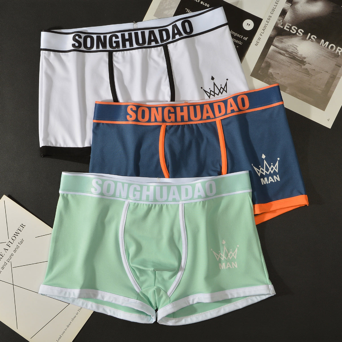 Men's Solid Color Boxers - Trendy Youth Underwear