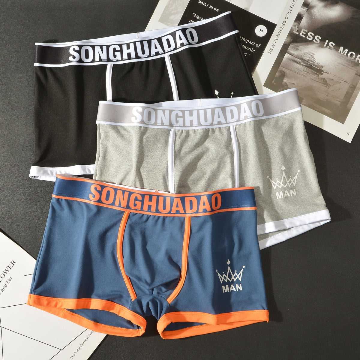 Men's Solid Color Boxers - Trendy Youth Underwear