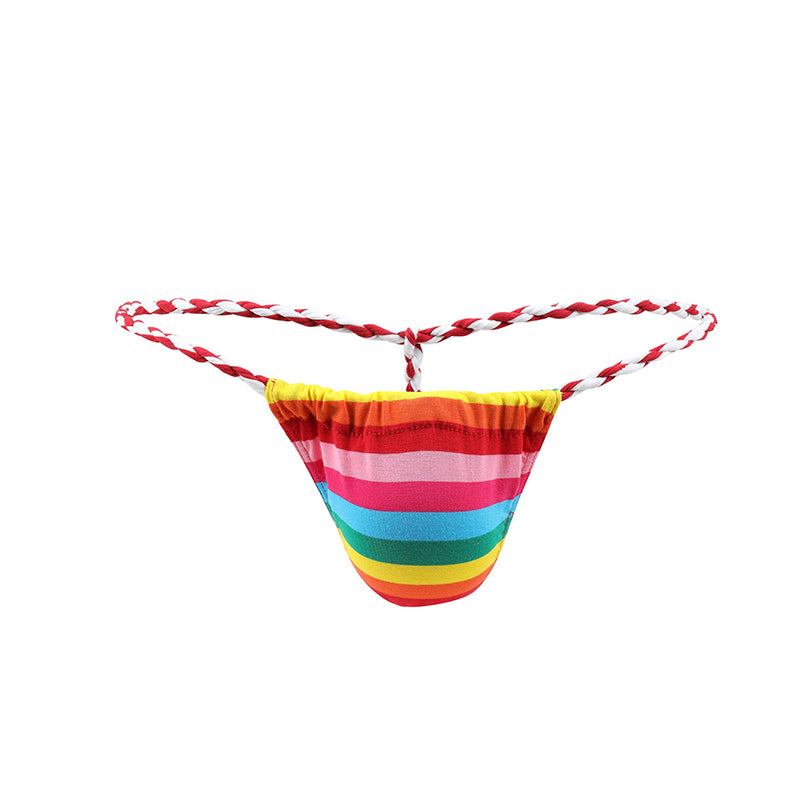 Men's Cotton Thong Underwear with Rainbow Design