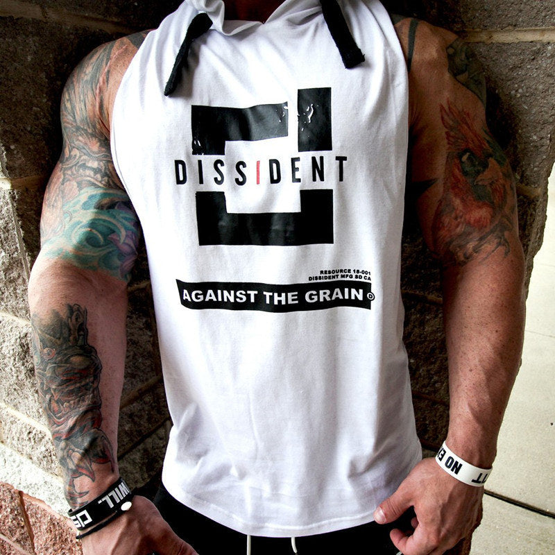 Men's Hooded Sleeveless Fitness Tank Top - Breathable