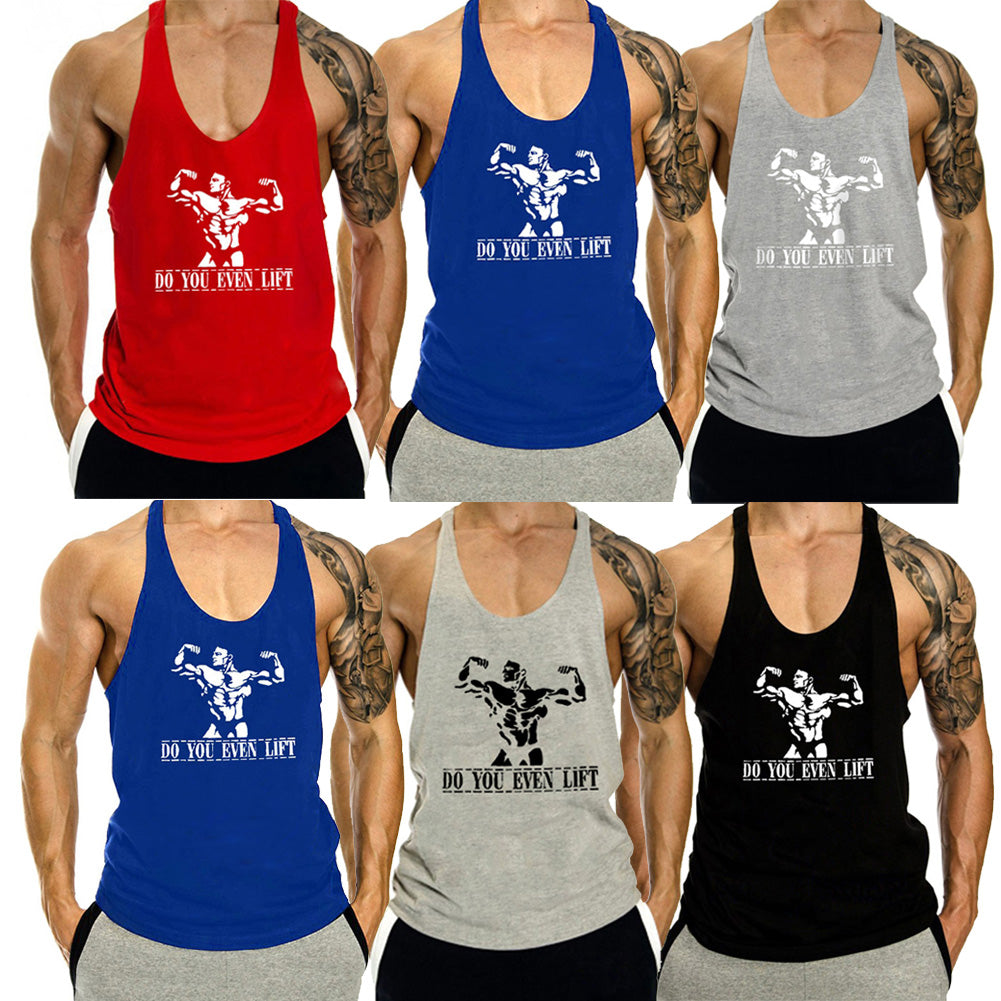 Men's Summer Cotton Muscle Workout Tank Top (Printed)