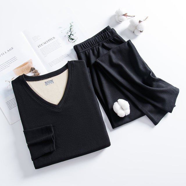 Men's Thermal Underwear Set - Thick V Neck Long Johns