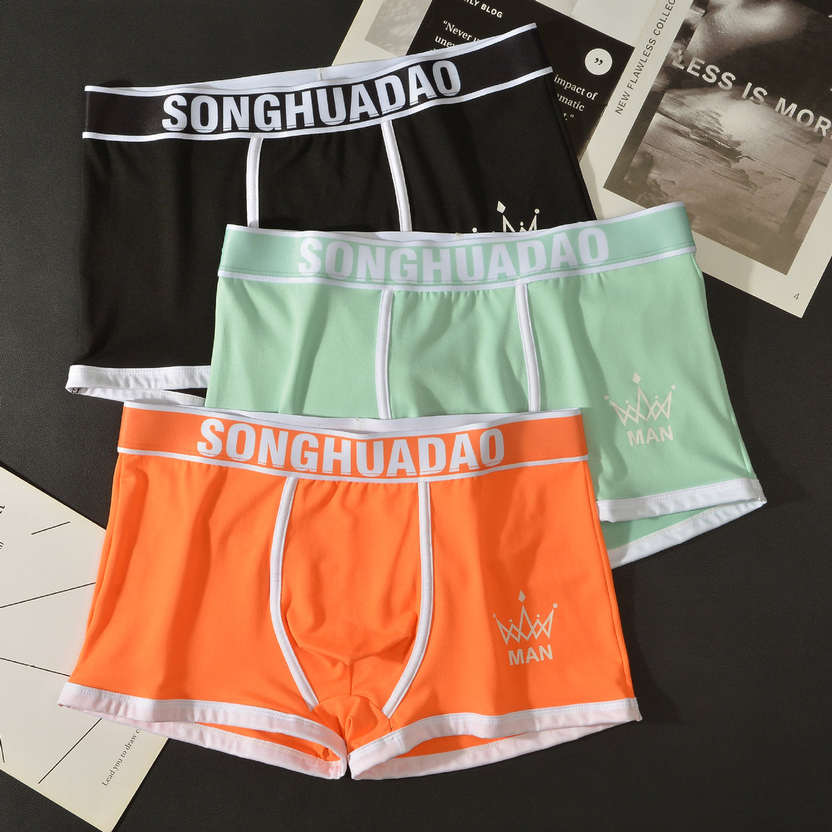 Men's Solid Color Boxers - Trendy Youth Underwear