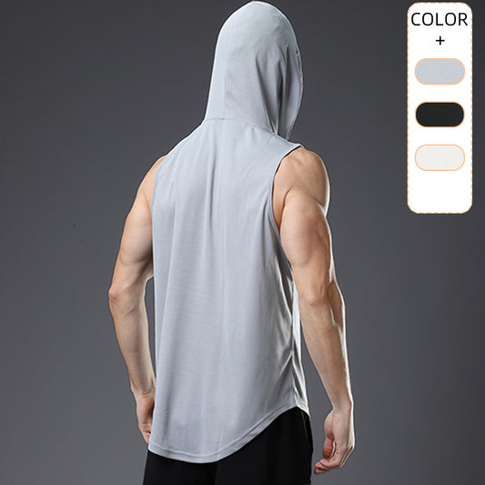 Men's Hooded Fitness Tank Top for Basketball & Running