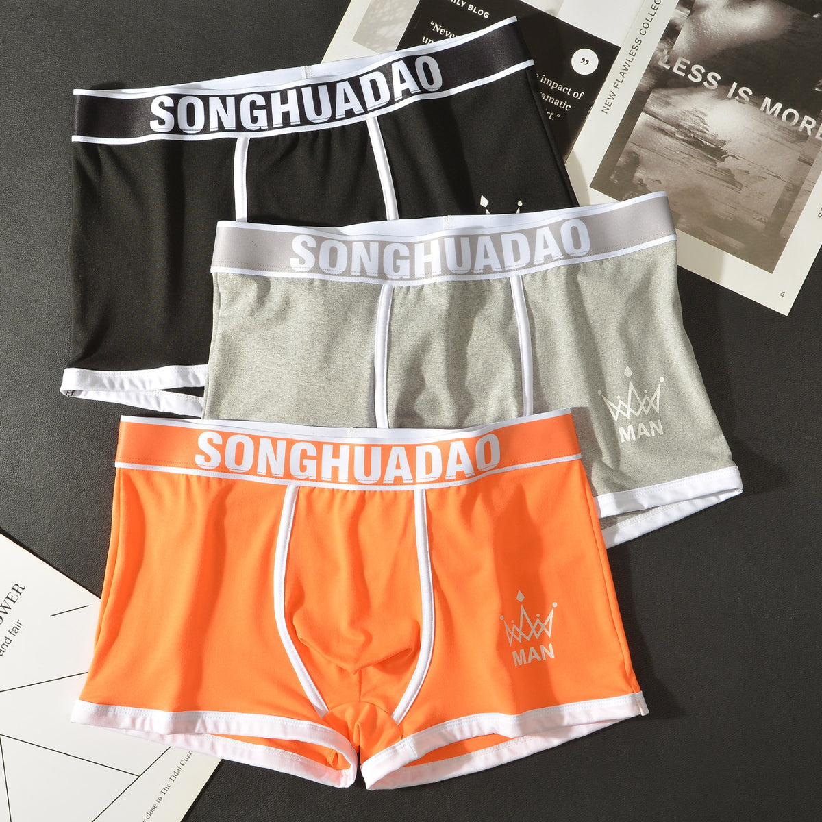 Men's Solid Color Boxers - Trendy Youth Underwear