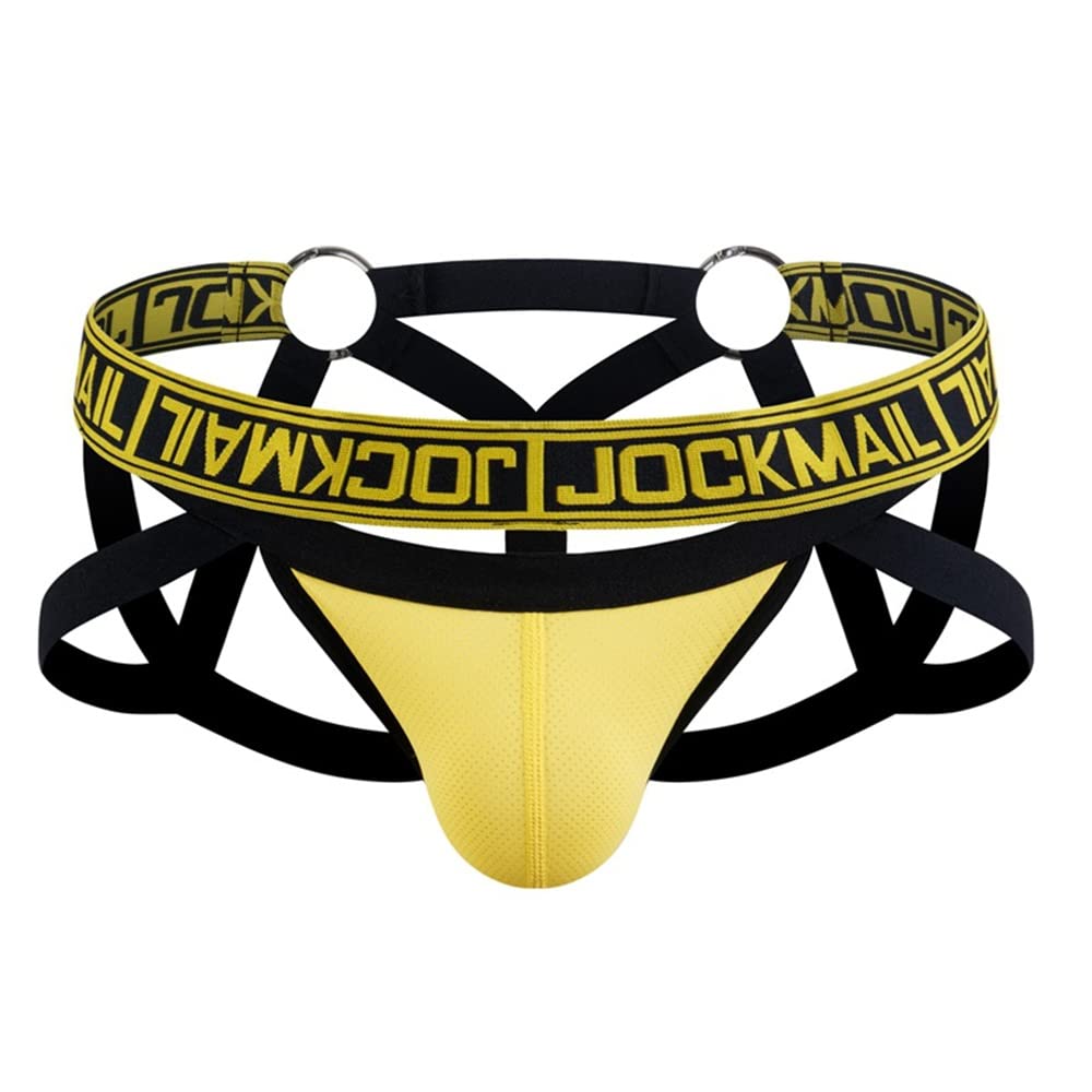 JOCKMAIL Mesh Breathable Jockstrap Athletic Supporters for Men Jock Strap Male Underwear Yellow