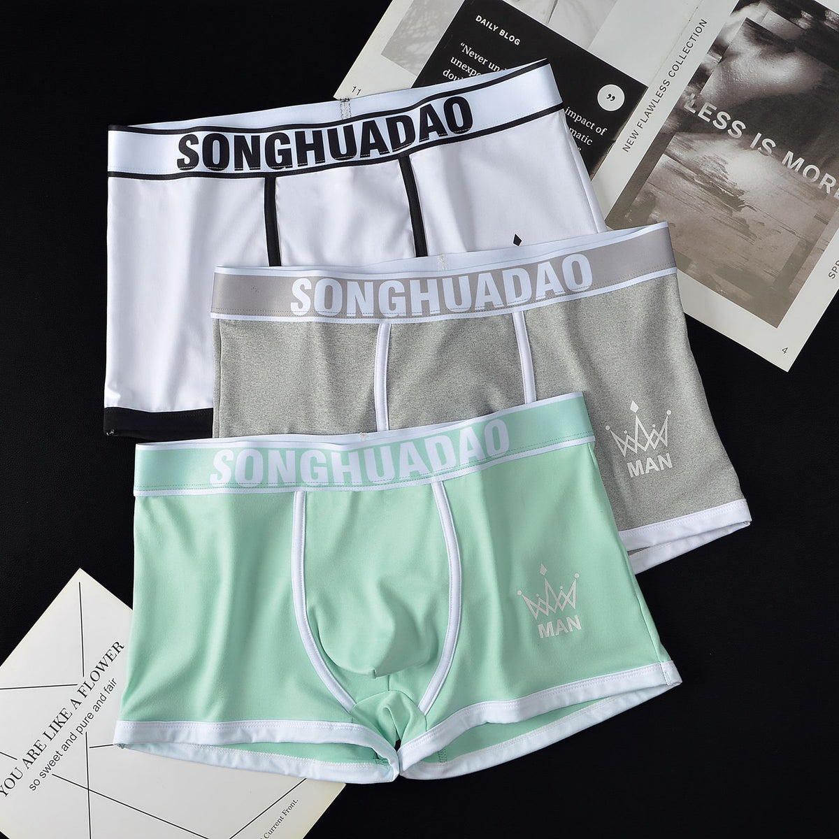 Men's Solid Color Boxers - Trendy Youth Underwear