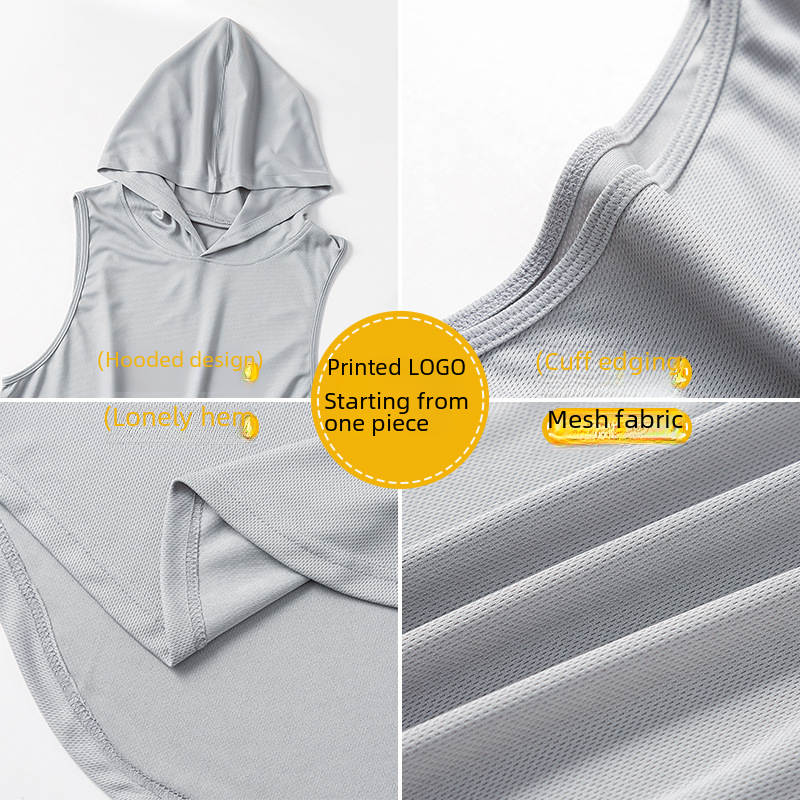 Men's Hooded Fitness Tank Top for Basketball & Running