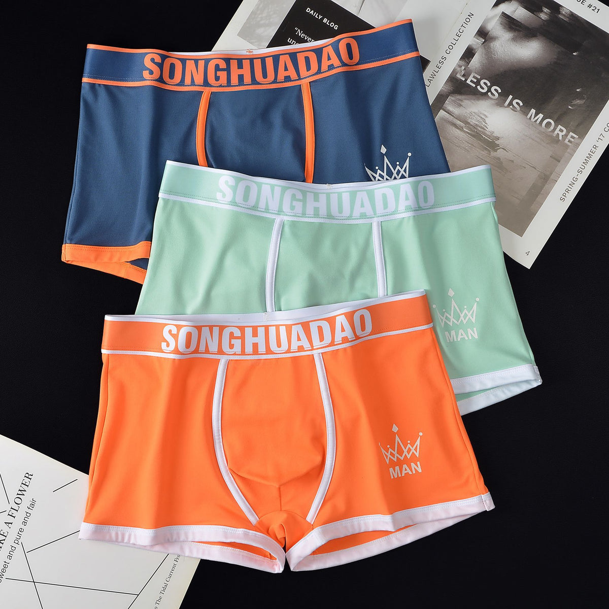 Men's Solid Color Boxers - Trendy Youth Underwear