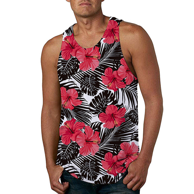 Men's Hawaiian Print Breathable Beach Tank Top