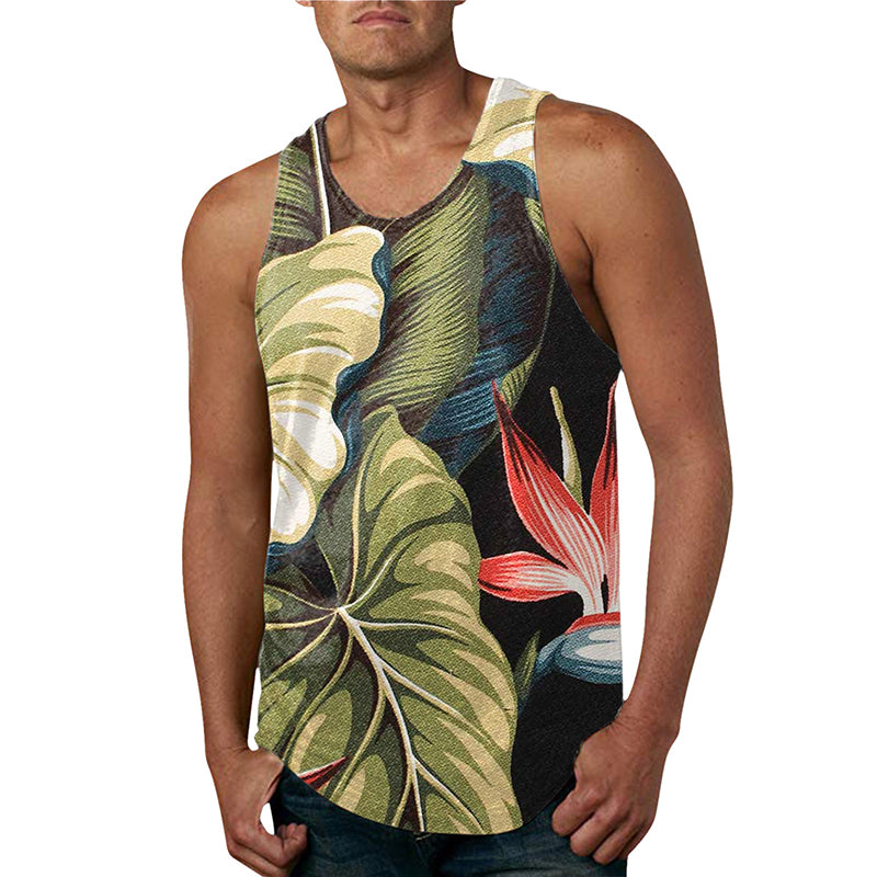 Men's Hawaiian Print Breathable Beach Tank Top