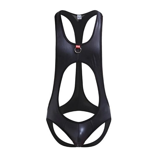 Leather Strap Wrestling Outfit with Men's Underwear
