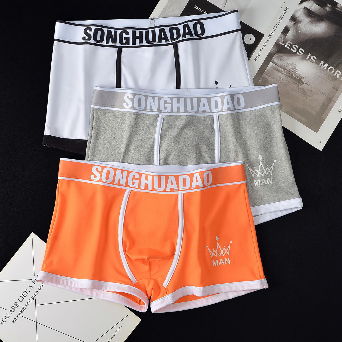Men's Solid Color Boxers - Trendy Youth Underwear