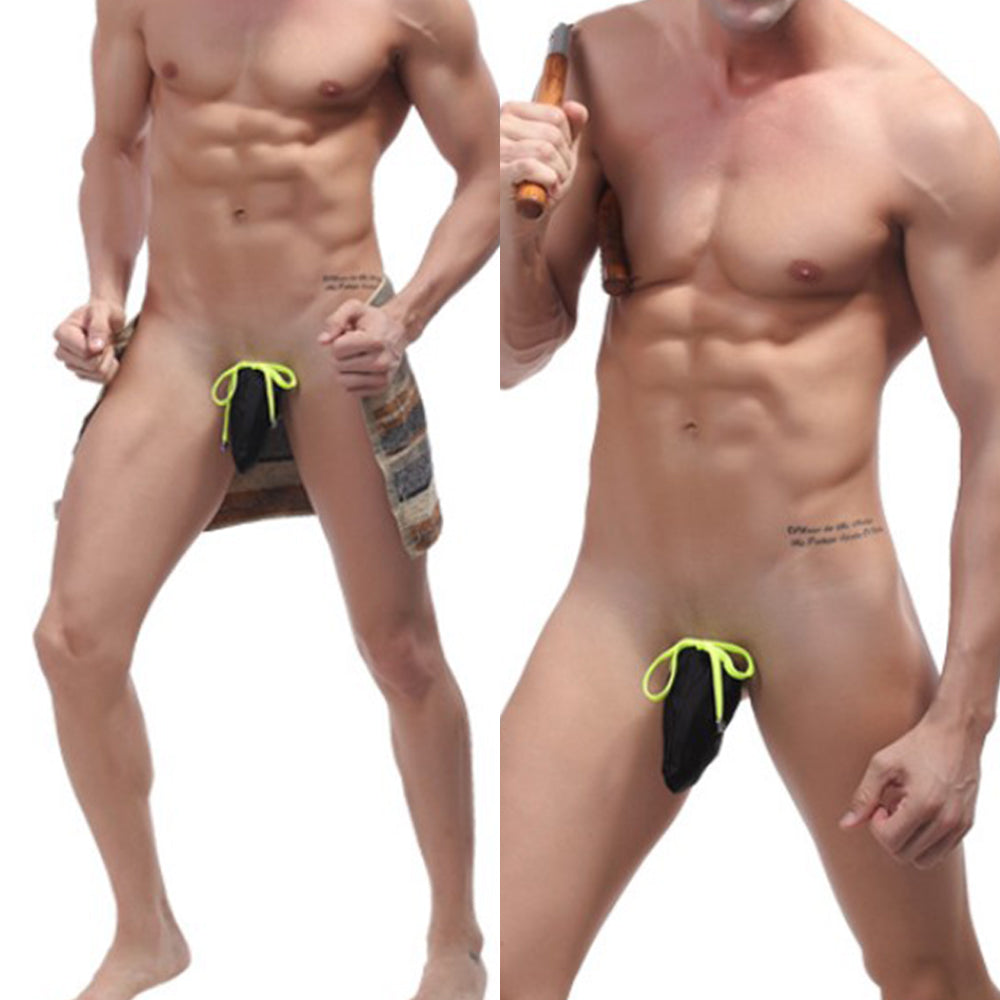 Hot Men's Lace-Up Thong Underwear with Bulge Pouch