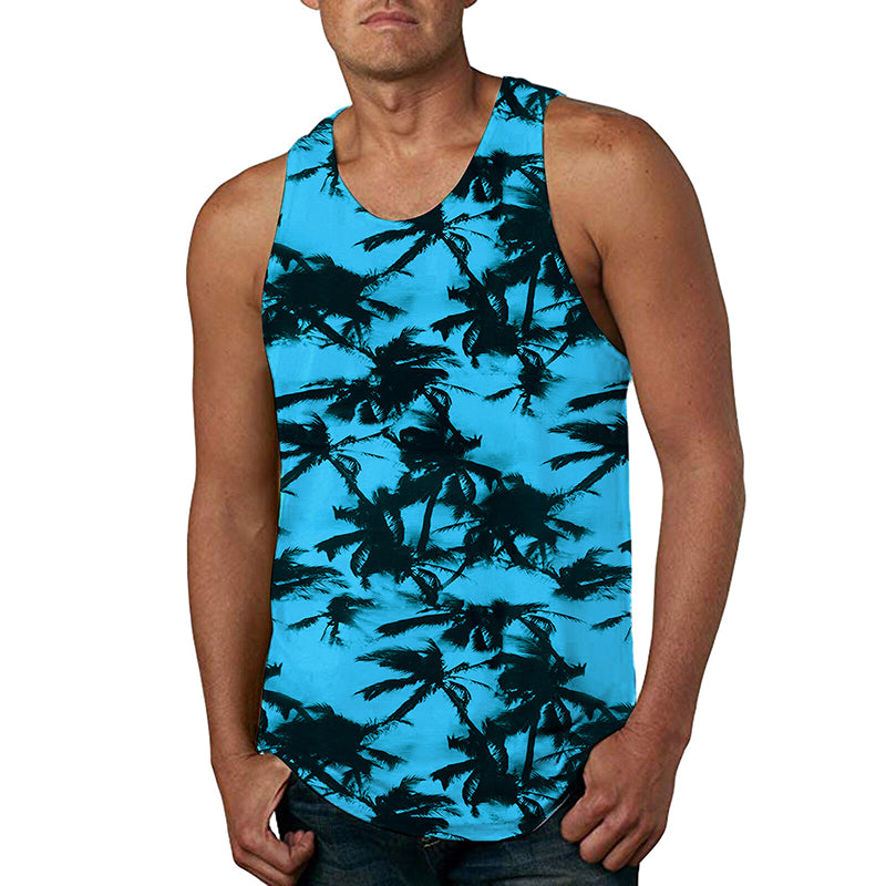 Men's Hawaiian Print Breathable Beach Tank Top