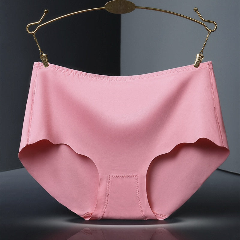 Seamless Ice Silk Cotton Women's Underwear - Solid Color