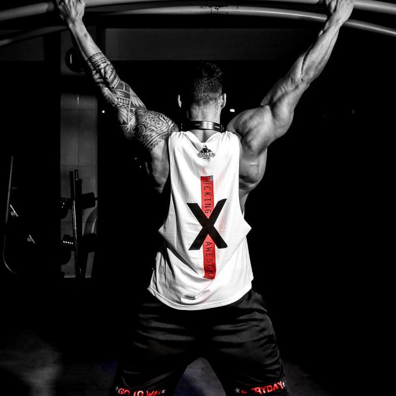 Men's Sleeveless Running Training Tank Top with Letters