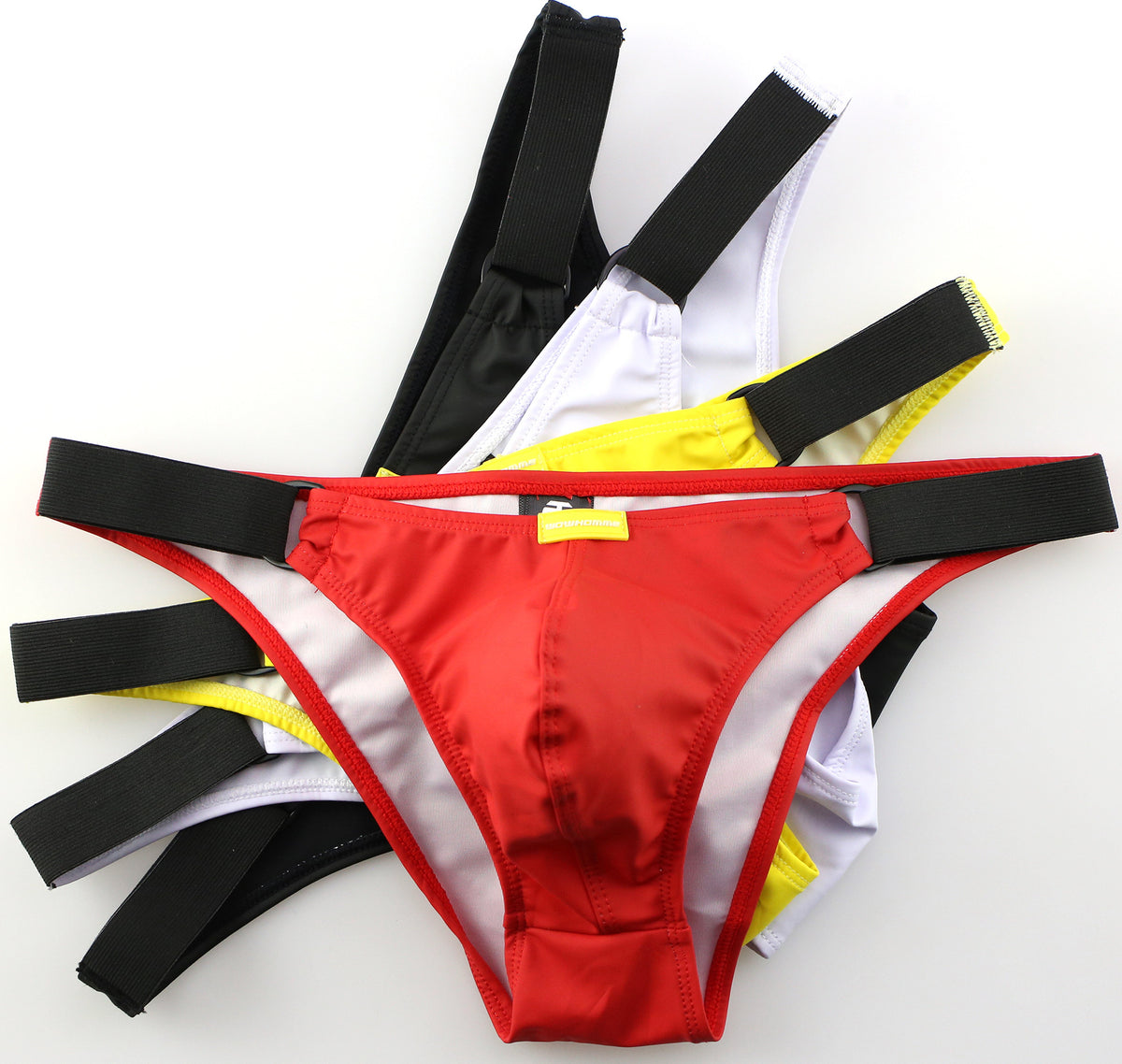 Men's Leather Triangle Low Waist Underwear with Buckles