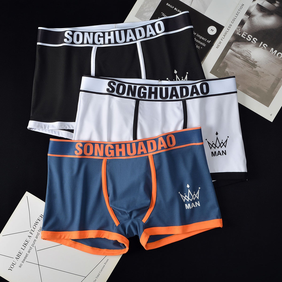 Men's Solid Color Boxers - Trendy Youth Underwear