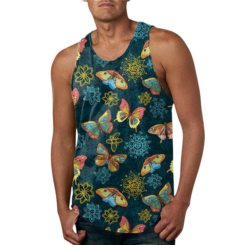 Men's Hawaiian Print Breathable Beach Tank Top