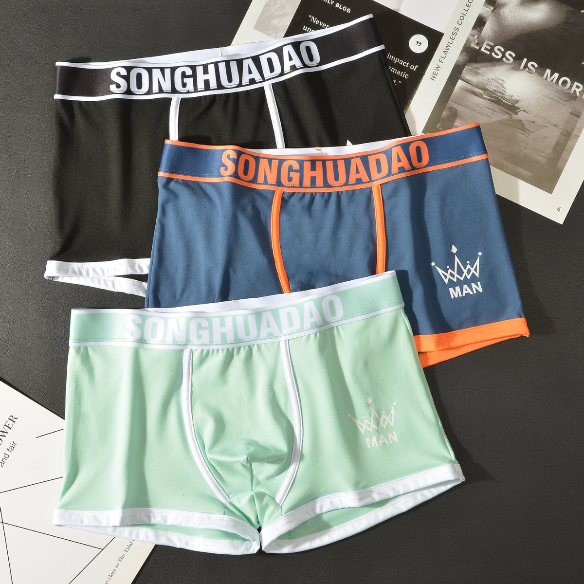 Men's Solid Color Boxers - Trendy Youth Underwear
