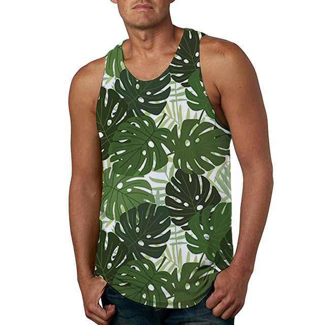 Men's Hawaiian Print Breathable Beach Tank Top
