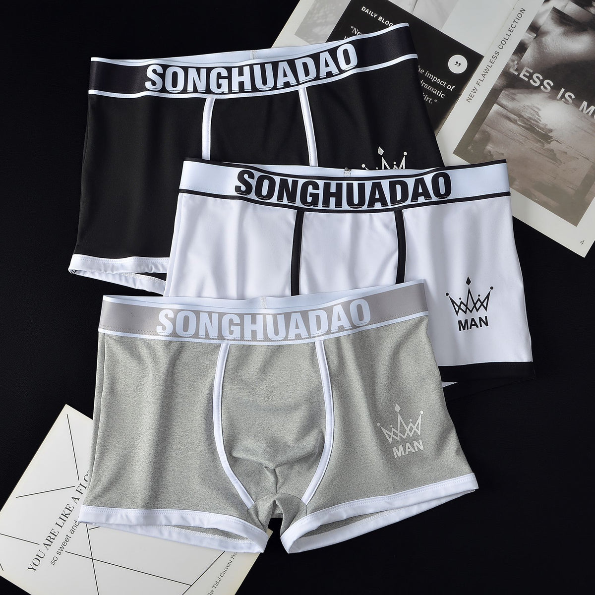 Men's Solid Color Boxers - Trendy Youth Underwear