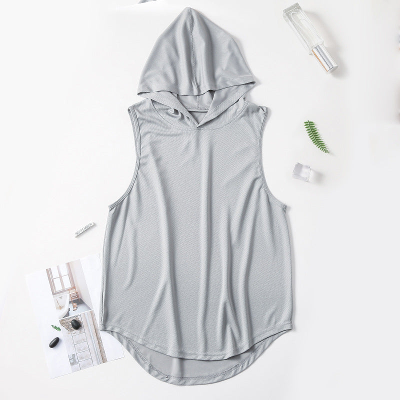 Men's Hooded Fitness Tank Top for Basketball & Running