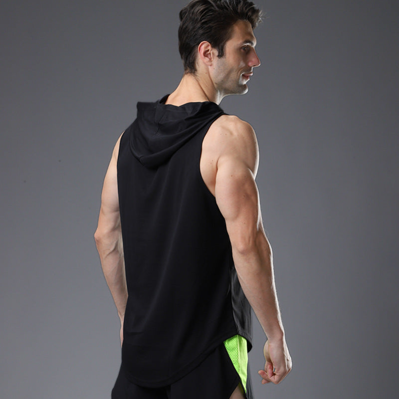 Men's Hooded Fitness Tank Top for Basketball & Running