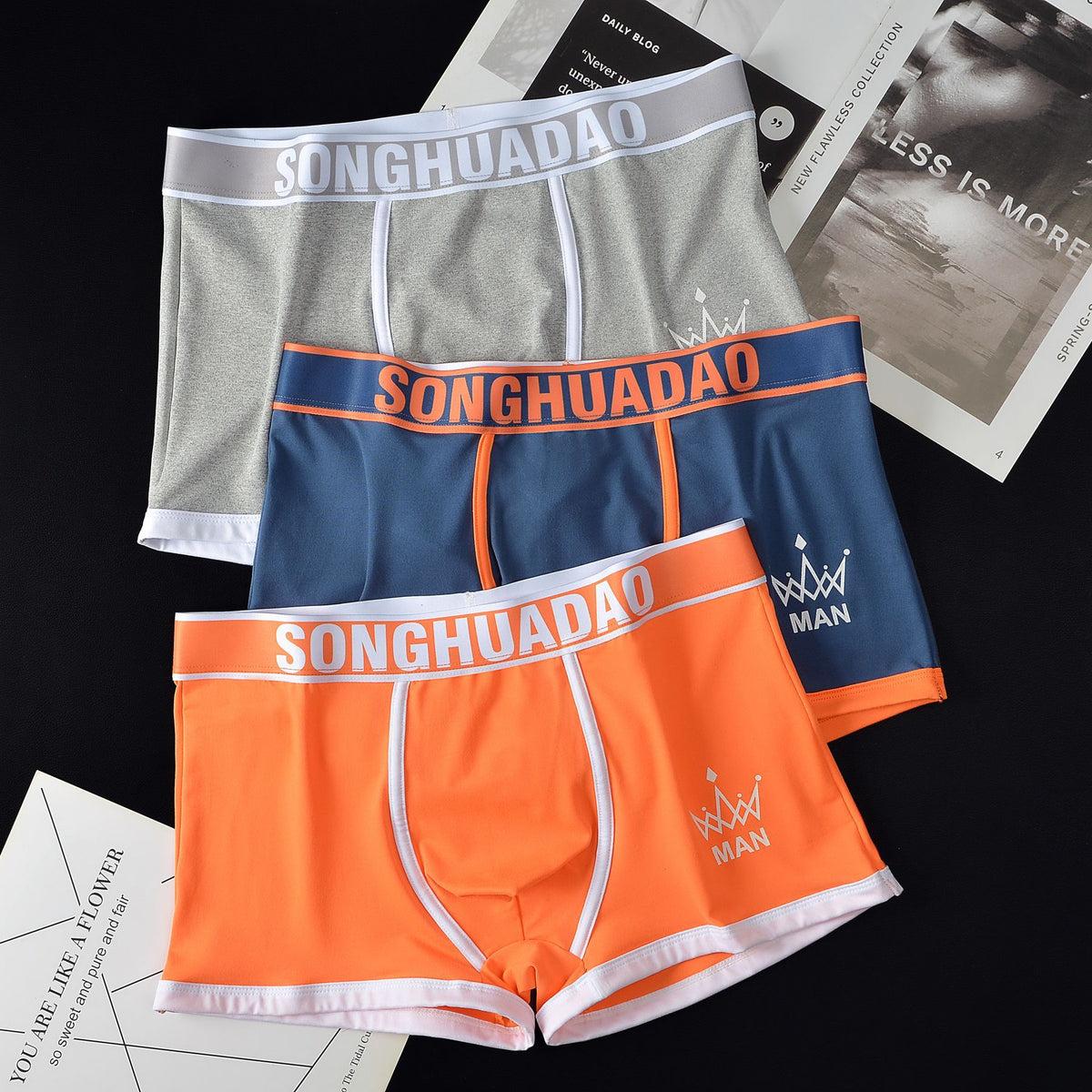 Men's Solid Color Boxers - Trendy Youth Underwear