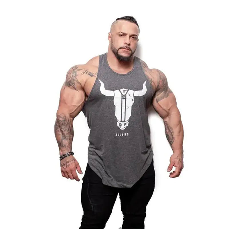 Men's Cotton Muscle Fitness Tank Top - Trendy Design