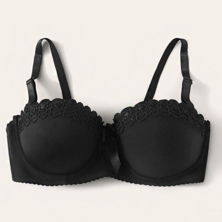 Ultra-thin Black Lace Women's Underwear for Small Breasts
