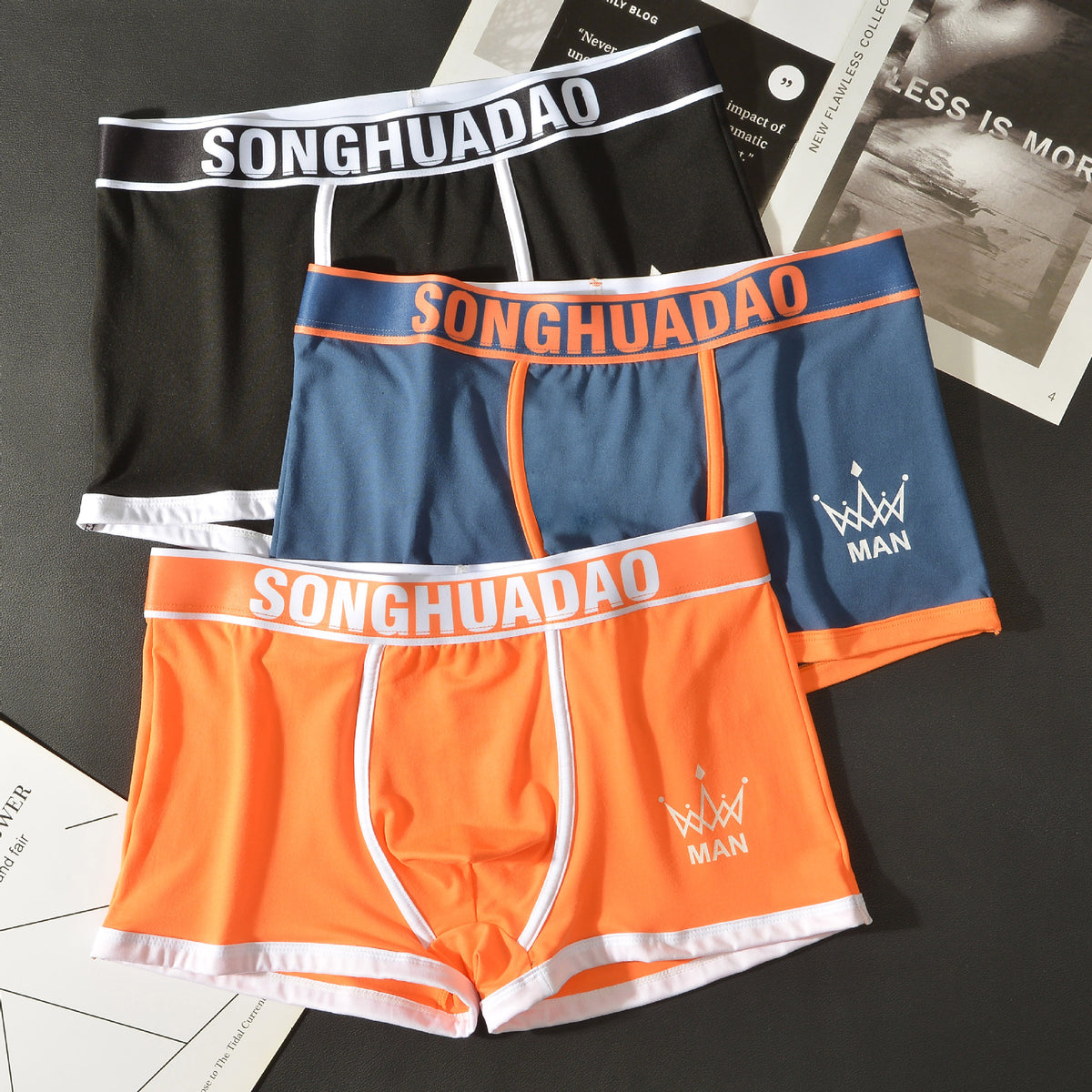 Men's Solid Color Boxers - Trendy Youth Underwear