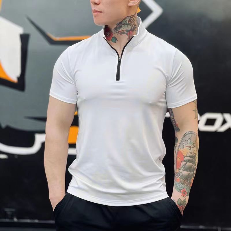 Men's High-Elastic Running Tank Top with Zipper