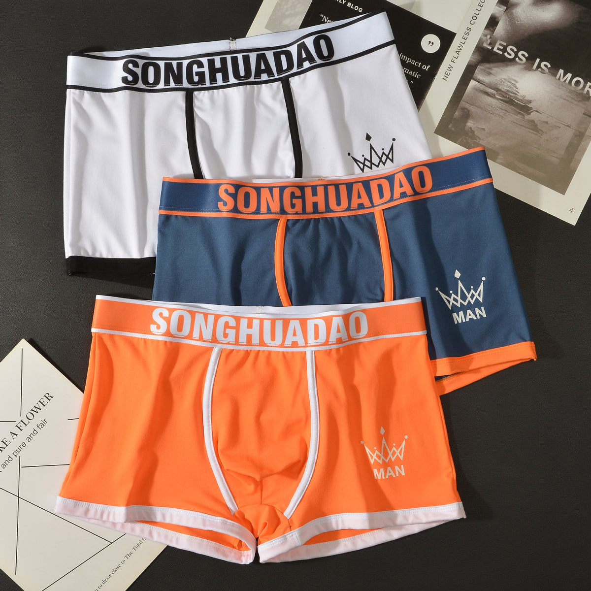 Men's Solid Color Boxers - Trendy Youth Underwear