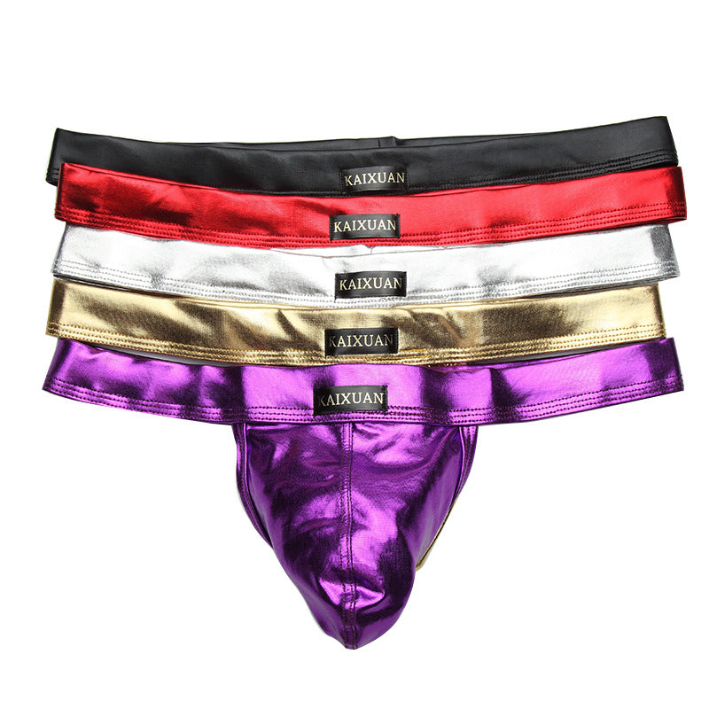 Men's Low Waist Sexy Breathable Faux Leather Underwear