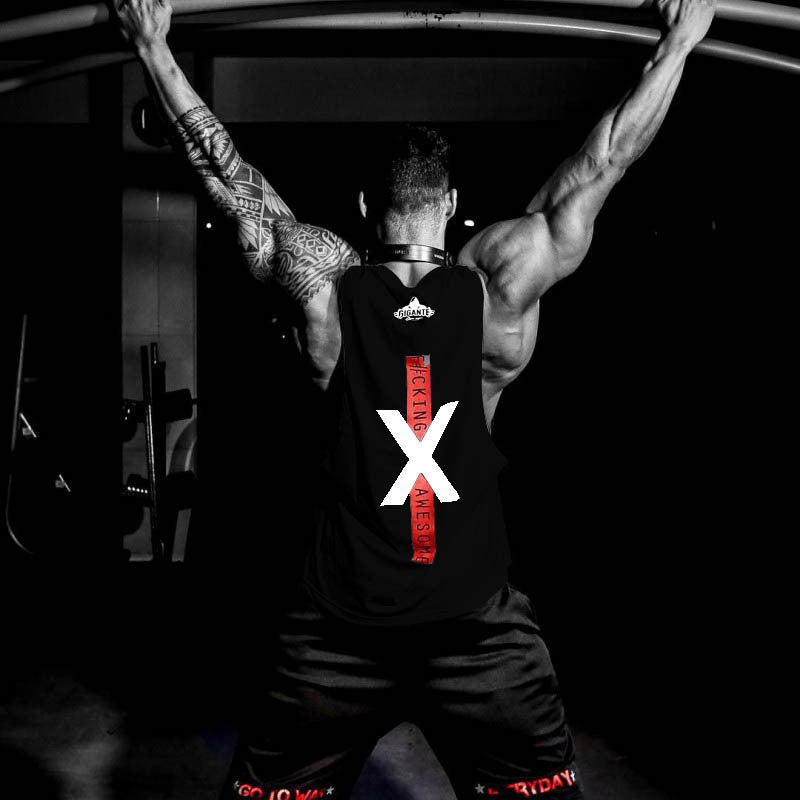 Men's Sleeveless Running Training Tank Top with Letters