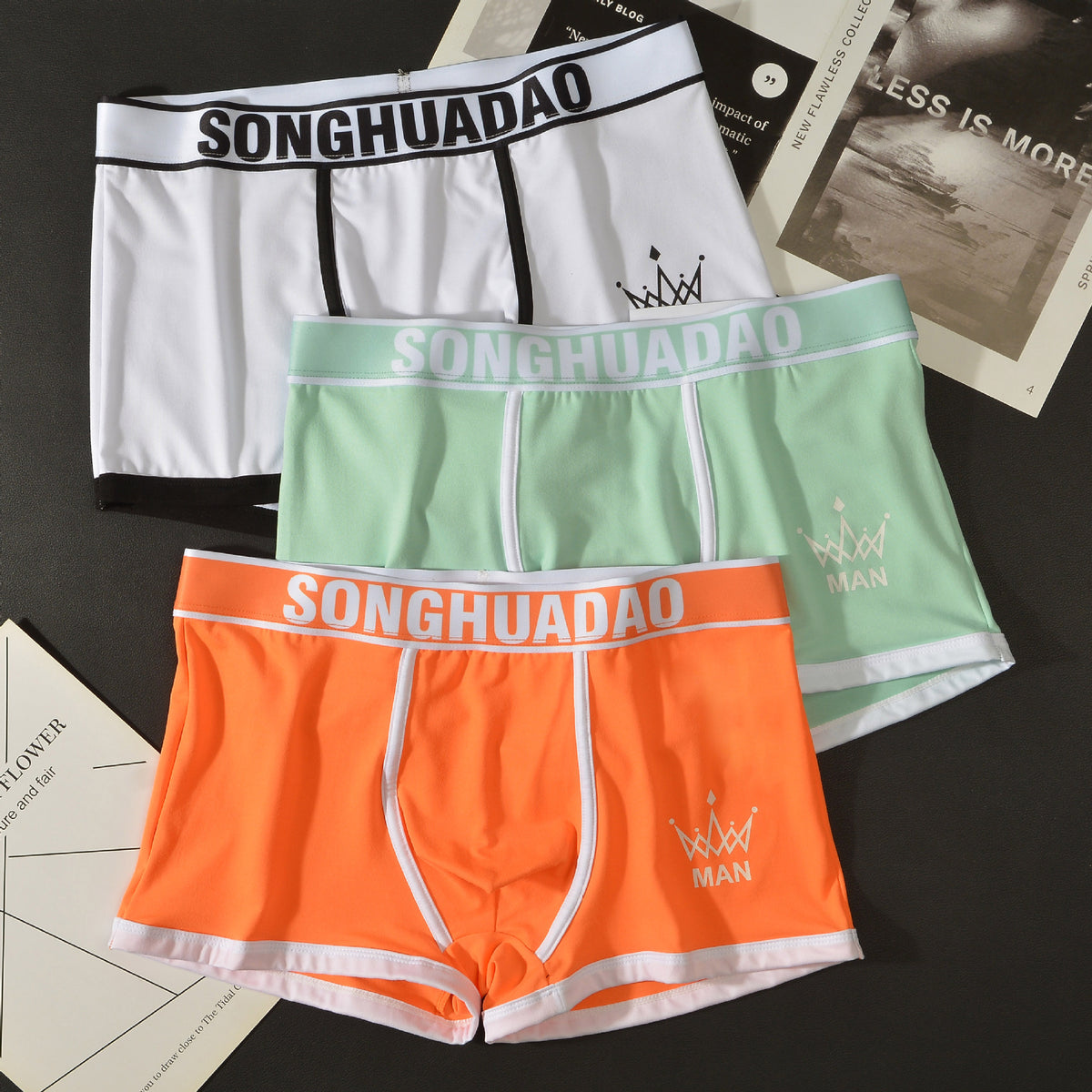 Men's Solid Color Boxers - Trendy Youth Underwear