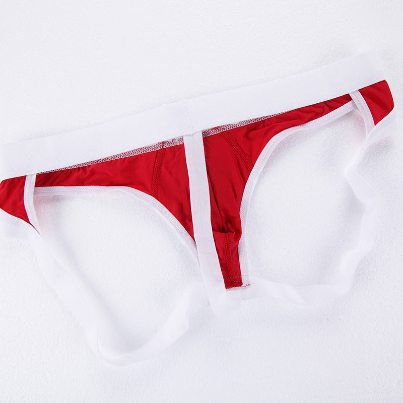 Men's Sexy Ice Silk T-Back Underwear with Ring