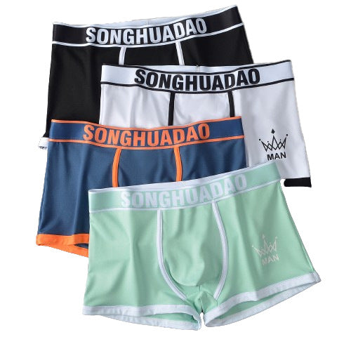 Men's Solid Color Boxers - Trendy Youth Underwear