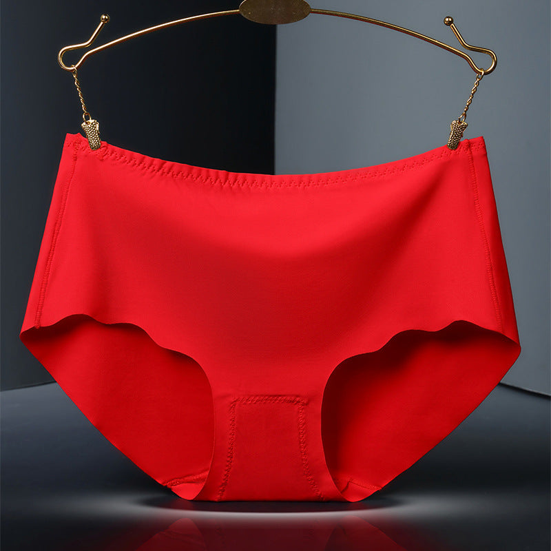Seamless Ice Silk Cotton Women's Underwear - Solid Color