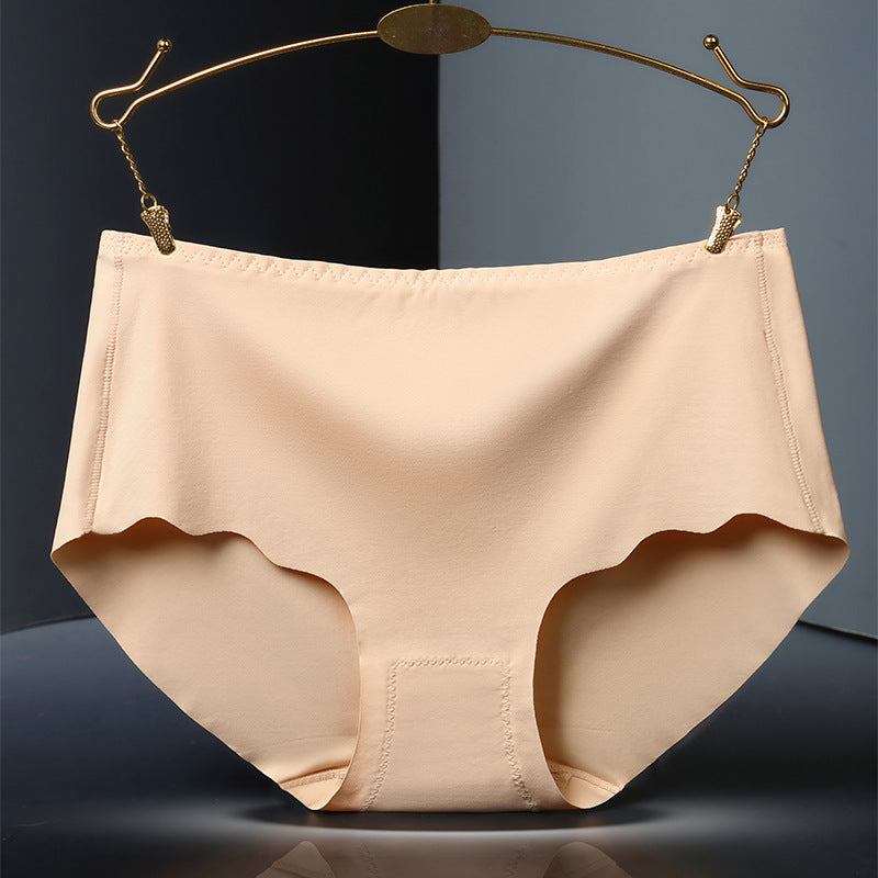 Seamless Ice Silk Cotton Women's Underwear - Solid Color