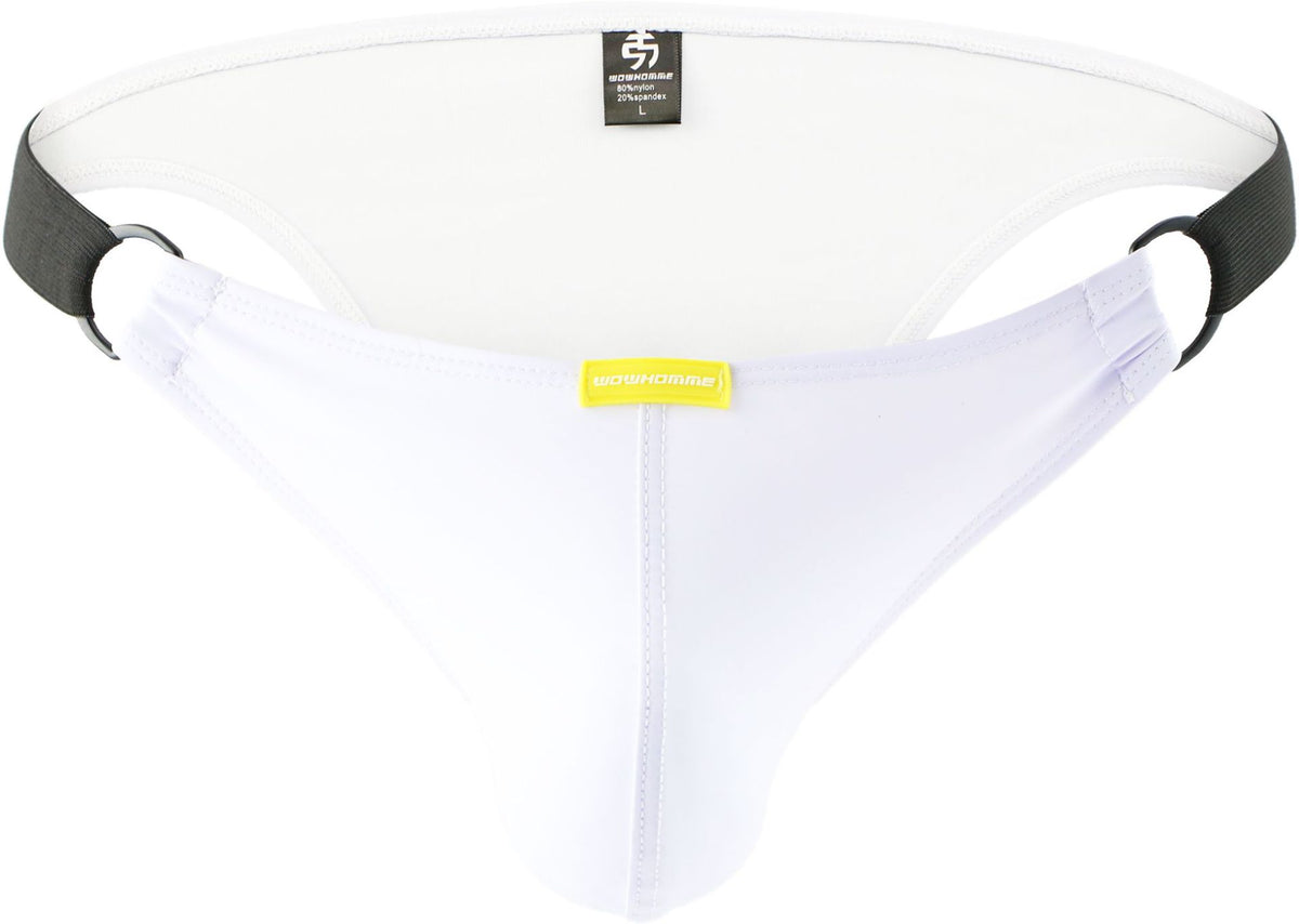 Men's Leather Triangle Low Waist Underwear with Buckles