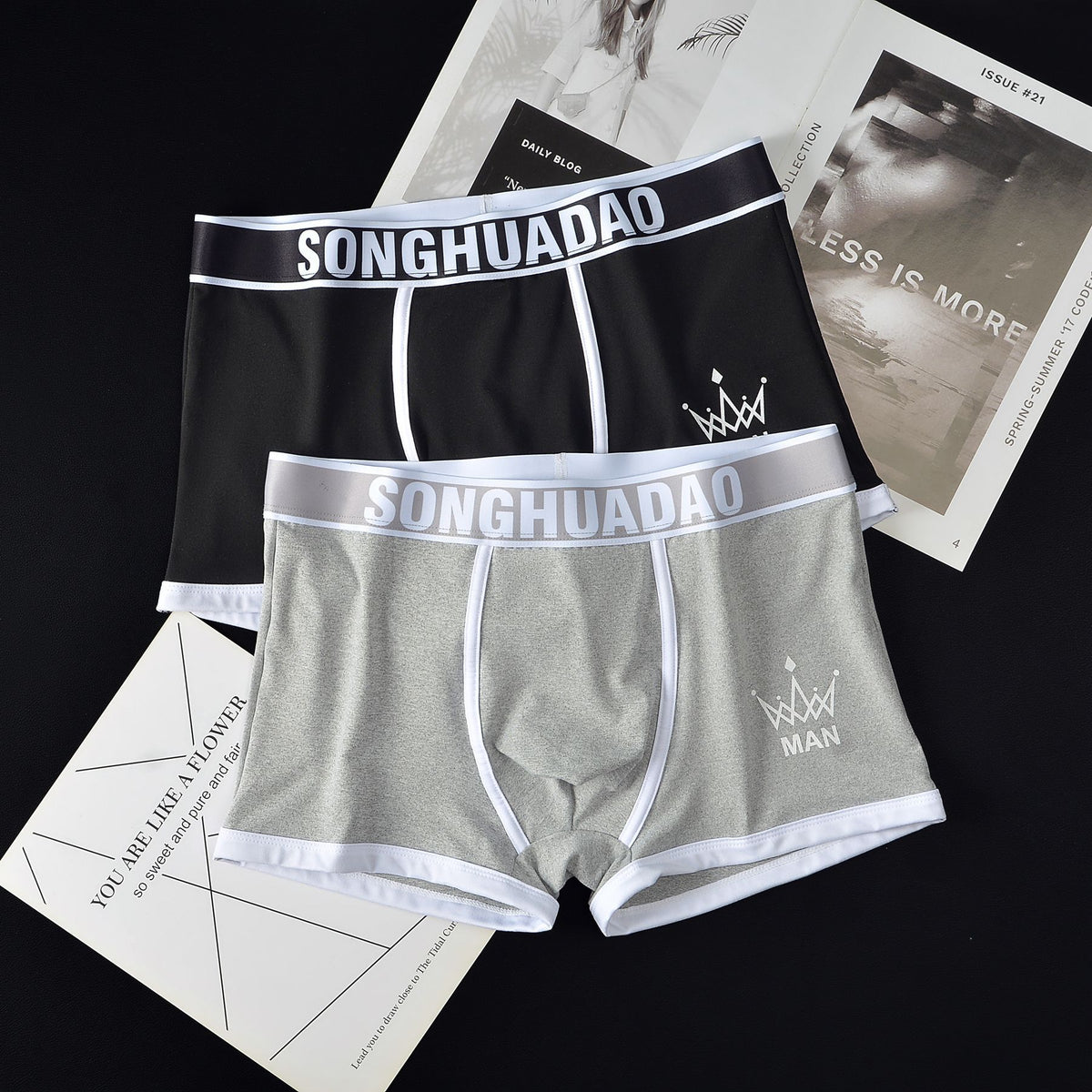 Men's Solid Color Boxers - Trendy Youth Underwear