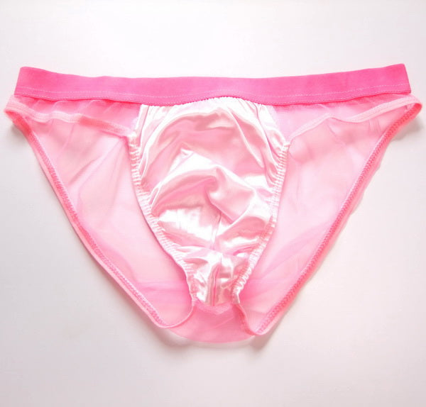 Men's Sexy Triangle Briefs, Transparent Mesh Underwear