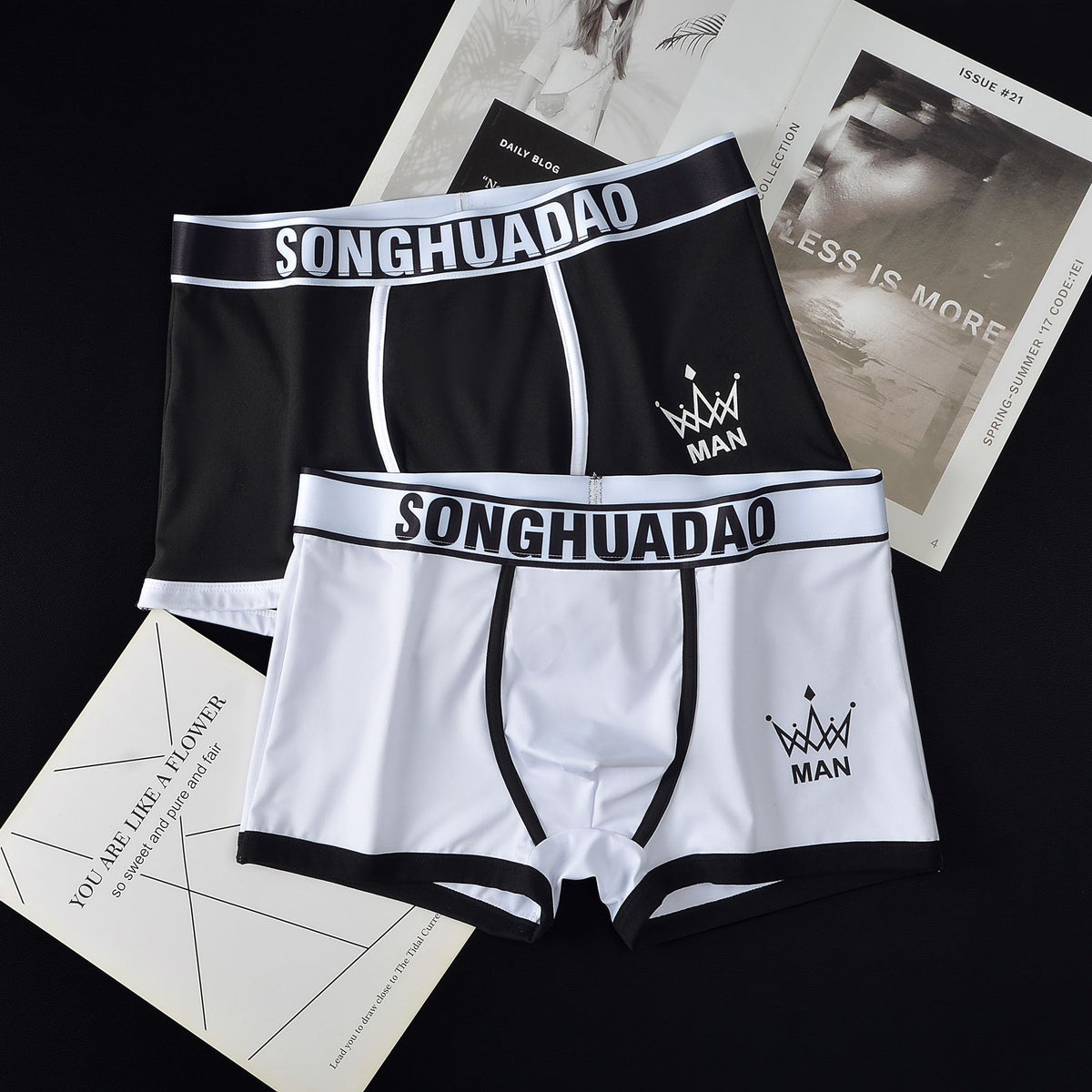 Men's Solid Color Boxers - Trendy Youth Underwear