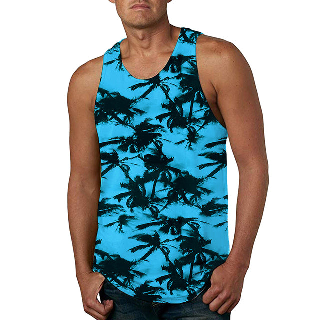 Men's Hawaiian Print Breathable Beach Tank Top