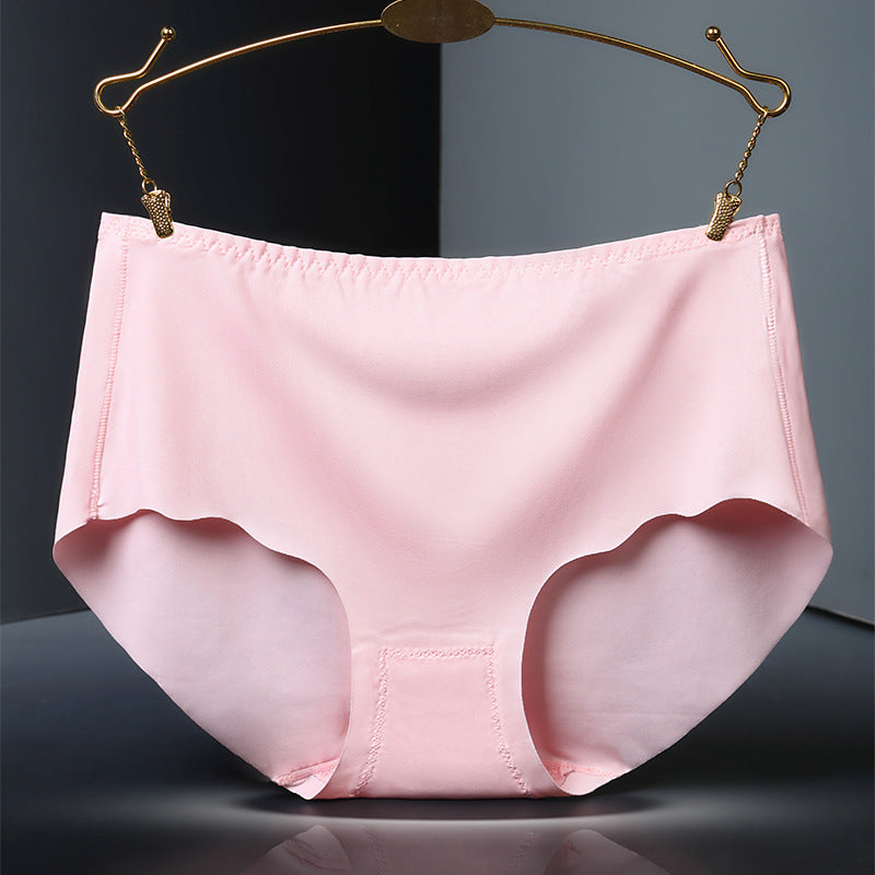Seamless Ice Silk Cotton Women's Underwear - Solid Color