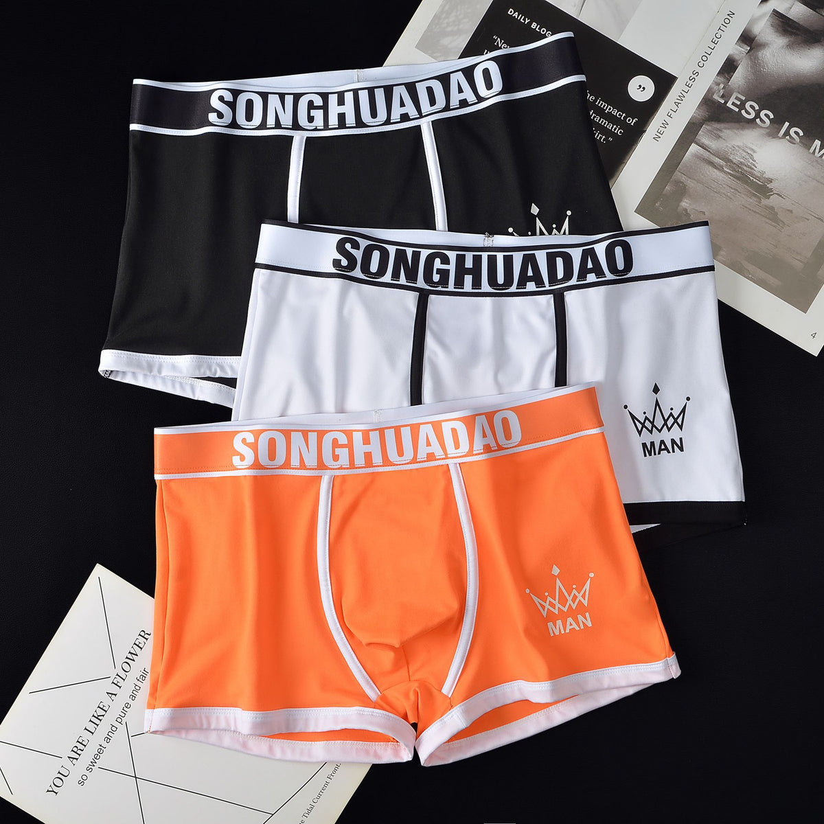 Men's Solid Color Boxers - Trendy Youth Underwear